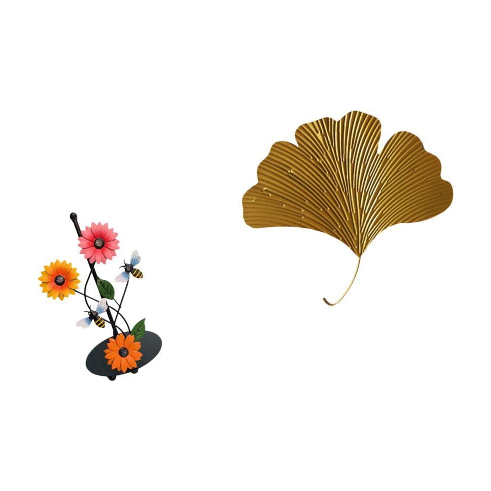 Fiocias Ginkgo Leaves Paper Towel Holder Vertical Tissue Rack Wrought Iron Wall Decor Abstract Sculpture for Home Living Room Office Hotel Dining Room Restaur