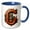 Blue/White, variant on 3drose, Steampunk Monogram Initial C, 11oz Two-tone Red Mug