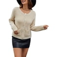 thumbnail image 3 of Suéteres de Punto para Mujer, Moda de Otoño, Larga, Botones, Chaqueta Informal de Moda, Ropa de Invierno Albaricoque L, 3 of 10