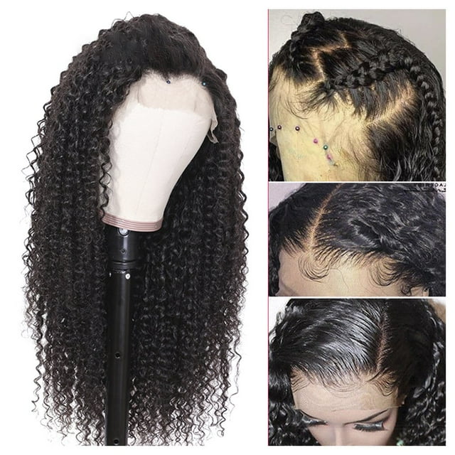 Perruque en Cheveux Humains Bouclés Péruviens Perruque à Élasticité Réglable Perruques pour Femmes Perruques Bouclées Apparence Naturelle Circonférence de Tête 52-58 cm