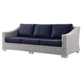 thumbnail image 3 of Lounge Sectional Sofa Table Set, Blue Navy, Rattan, Wicker, Outdoor Patio Balcony Cafe Bistro Garden Hospitality Restaurant, Modern Contemporary HB33619, 3 of 15