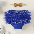 thumbnail image 2 of Splozh Bloomers for Girls Baby Ruffle Cotton Diaper Cover Bloomers for Girls Baby Girls Skirt Shorts Blue,0-24 Months, 2 of 3