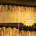 thumbnail image 3 of Cadena de luces LED para cortina de 300 luces, luces LED para cortina con temporizador de control remoto, alimentación por USB, 8 modos de iluminación, IP67 a prueba de agua para Navidad, bodas, cumpl, 3 of 5