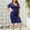 Blue, variant on CALAFEBILA Ladies Semi Formal 2025 Spring Midi Mother's Day Flowy Dress V- Neck Short Sleeve Solid Plus Size Blue Dress