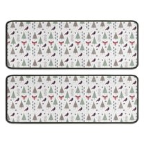 Kitchen Rugs Sets Of 2,Christmas Forest Pattern Anti Fatigue Kitchen Mat Rugs Non Slip Washable,Decorative Kitchen Floor Mats for Kitchen,Sink,Laundry,17"x47" 17"x47"