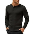 thumbnail image 2 of GBSYEWXS Tee For Men Cool Long Sleeve Crew Neck Henley Shirt Fashion Tops Dark Gray, 2 of 4