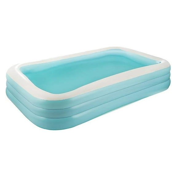 Art Blue Inflatable Pool 10ft – Large Rectangular Family Pool with Cup Holders, DuraSeam Leak-Proof Design, Quick Setup, for Kids and Adults Ages 6 