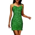 thumbnail image 1 of FcBaudy Camisole Sans Manches Robe Col en V, Robes d'Été pour Femmes, Robes Femmes Couleur Unie Bretelles Paillettes Robe de Fête Robe Femmes, 1 of 4