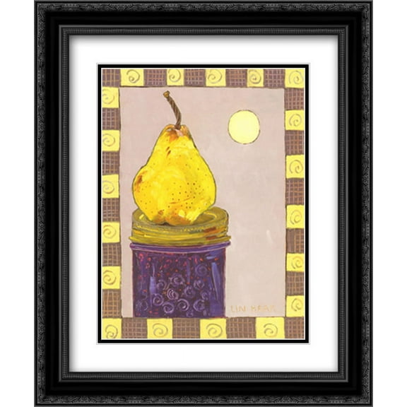 Blackberry Moon 2x Matted 15x18 Black Ornate Framed Art Print by Lin Haak