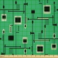 thumbnail image 2 of Ambesonne Circuit Board Fabric by the Yard Microfiber, Technology Microchip, 1 Yard, Shamrock Green and Dark Grey, 2 of 2