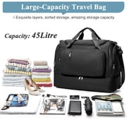 SYCNB Large Weekend Bag for Women, Best Weekender Travel Bag with Shoes Compartment, Duffel Tote Bag for Gym Travel Hospital, Carry-On Overnight Bag, Black