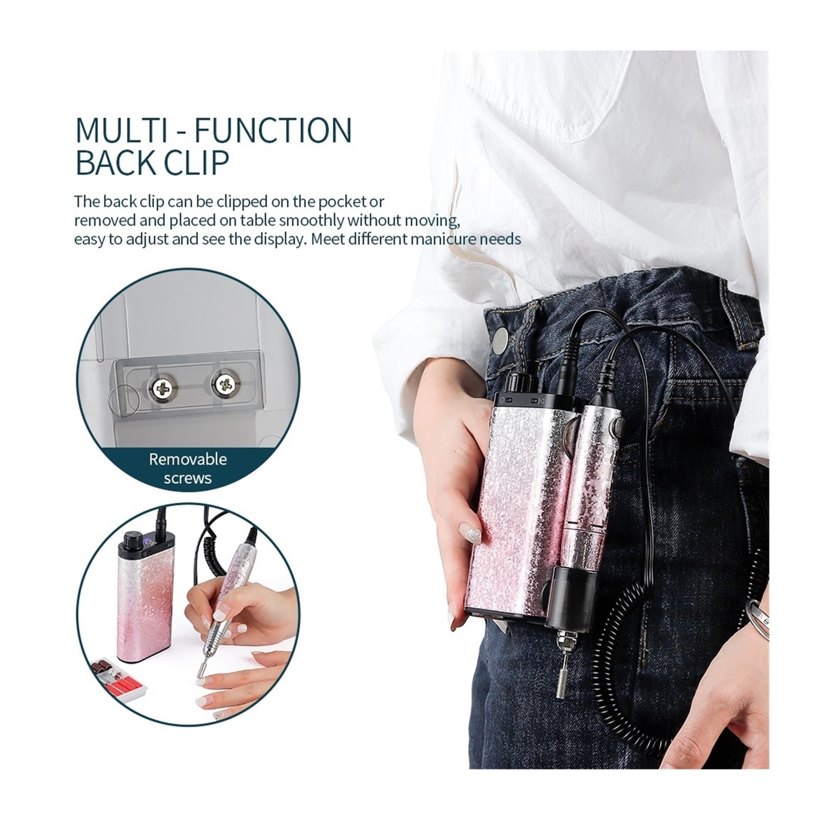 Electric Nail Drill Machine, 35000RPM Manicure Milling Cutter Set, Nail Files Drill Bits, Fast Nail Polish Removal Tool ,Low Noise