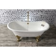 thumbnail image 3 of Aqua Eden VCTNDS6731NL2 67-Inch Cast Iron Oval Double Slipper Clawfoot Tub (No Faucet Drillings) in White/Polished Brass, 3 of 7