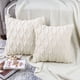 thumbnail image 5 of HAPPINESS Juego de 2 Fundas de Almohada Decorativas de Terciopelo de Lana Corta de Felpa Suave de 20x20 Pulgadas Fundas de Cojín de Estilo de Lujo Cuadradas Beige Funda, 5 of 6