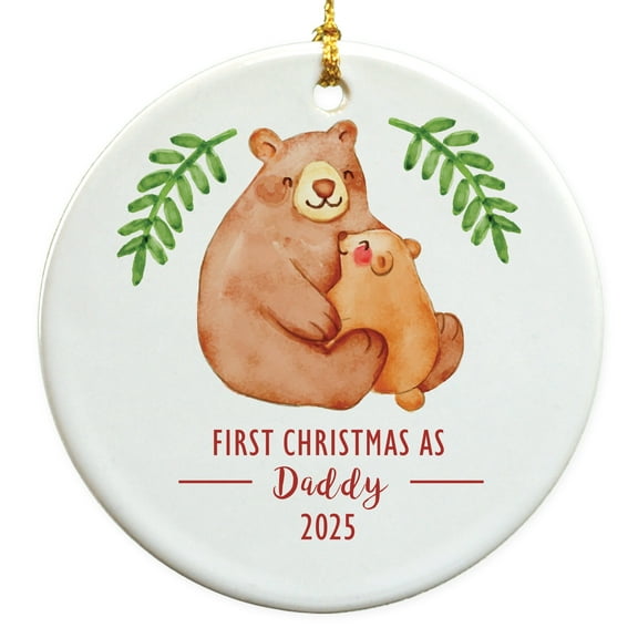 2021 First Christmas As Daddy Christmas Round Disc Ornament