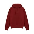 thumbnail image 2 of MAWCLOS Men's Hooded Sweatshirt Solid Color Sweatshirts Drawstring Hoodies Men Thick Pullover Fall Hoodie Tops Wine Red S, 2 of 2