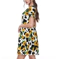 thumbnail image 2 of Balery Cute Cow Print Sunflower C Vestidos sueltos de manga corta para mujer, vestidos de verano 2025, vestidos casuales de corte A con vuelo., 2 of 6