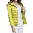 thumbnail image 4 of Dezsed Winter Coats for Women Women's Solid Color Long Sleeved Zipper with Pocket Lightweight Cotton Jacket Yellow XXL, 4 of 8