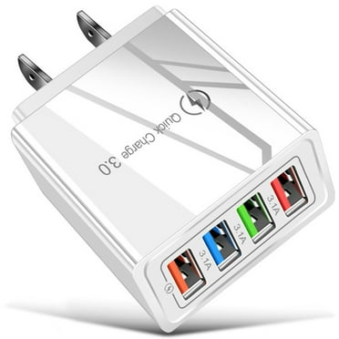 Fast Wall Charger, Upgraded 12W 4-Muti Port USB Plug Cube Portable Wall Charger Plug for iPhone/ iPad/ Android, Quick Charge 3.0