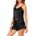 thumbnail image 4 of Unique Bargains Women's Satin Sexy Lingerie Cami Tops with Shorts Sleepwear Pajamas Sets, 4 of 5