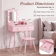 thumbnail image 4 of TLSUNNY Kids Vanity Set with Lights & Mirror, Wooden Princess Makeup Desk Set with Storage Drawers, Gift for Girls, 4 of 11