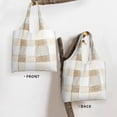 thumbnail image 4 of Single Shoulder Commuter Canvas Bag Large Capacity Can Be Carried Or Shoulder Storage For Daily Shopping Trips Beige Checked Hand-Drawn Sketch_2, 4 of 7