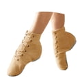 thumbnail image 4 of EliteGoogv Womens Ankle Boots Jazz Dance Shoes Lace Up Booties For Women High Top Round Toe Split Sole Low Heel Training Shoes US: 10 Light Yellow, 4 of 9