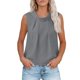 thumbnail image 1 of Tops Casuales sin Mangas para las Mujeres Color Sólido Cuello Redondo Plisado Blusa sin Espalda, Tops de Color Sólido para las Mujeres Respirable Primavera Verano Diario, 1 of 8