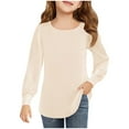 thumbnail image 2 of EAUFUM Girls Long Sleeve T-Shirts Lace Crewneck Casual Plain Stretchy Ribbed Knit Blouses Tops 4-13 Years Casual Holiday Clothes Daily Camisa Para NiñA, 2 of 6