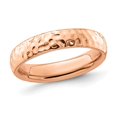 thumbnail image 1 of Rose Plated Sterling Silver Hammered Wedding Band Ring, 1 of 5