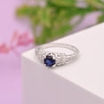 thumbnail image 3 of 5mm Round Shape Blue Sapphire 925 Sterling Silver Blossom Design Mother's Day Gift Ring, 3 of 6