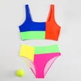 thumbnail image 2 of Youmylove Girls Two Piece Swimsuits Hawaiian Beach Sport Bathing Suit Bikini Set Rainbow Color Matching Kids Casual Swimwear Quick Dry Beach Swimwear For 13-14 Years, 2 of 7