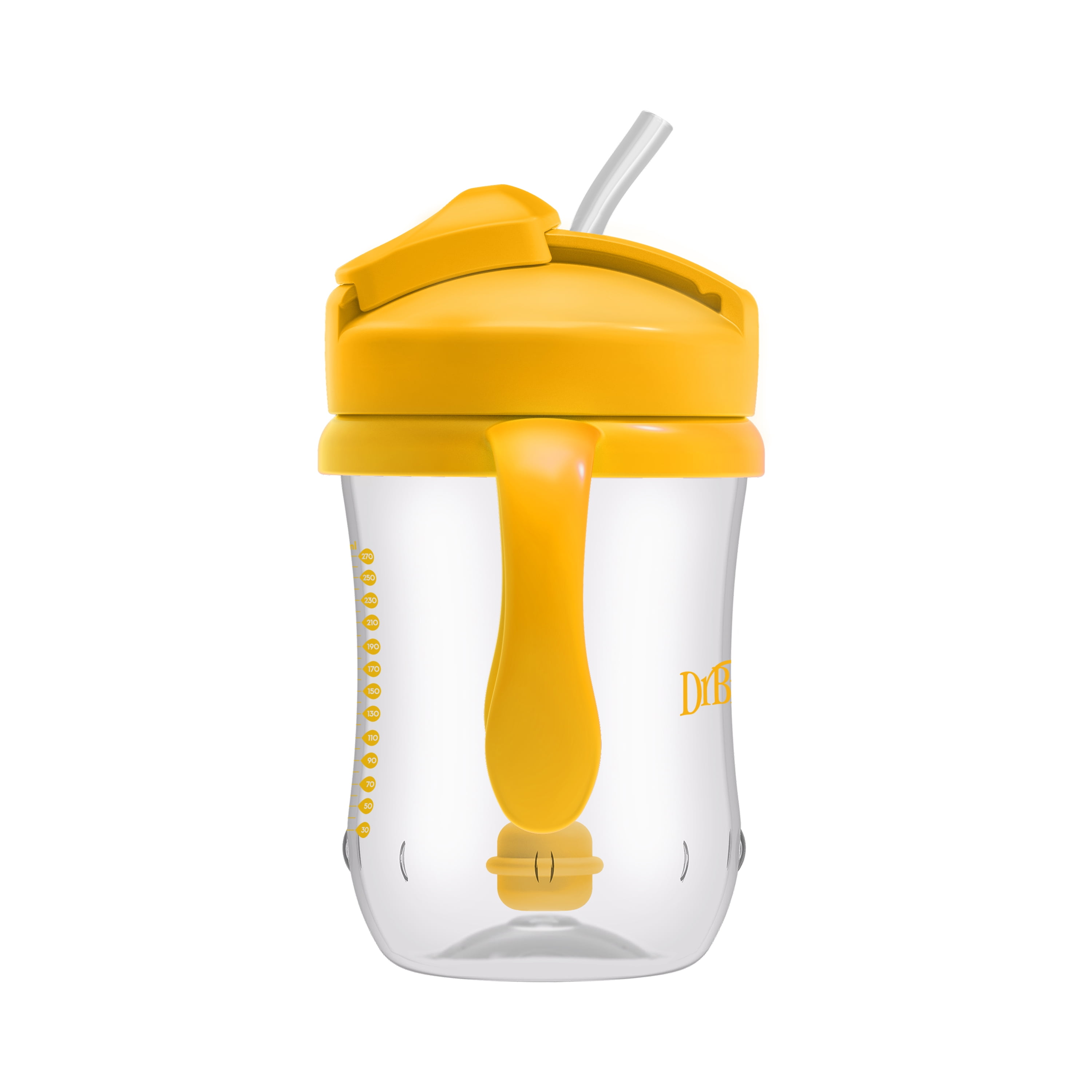 (3 pack) Dr. Brown’s Milestones Baby’s First Straw Cup, Training Cup with Weighted Straw, 9oz/270ml, 2 Pack, Dark Blue & Vintage Yellow, 6m+