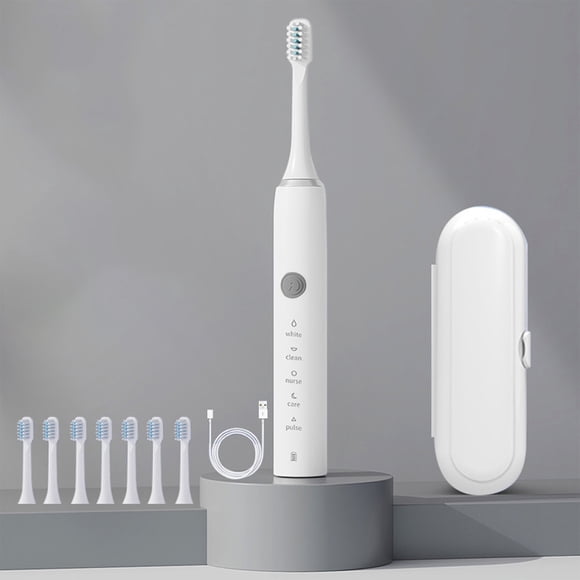 Xihbxyly Cepillo de Dientes Eléctrico, 8 Cabezales Incluidos, 5 Modos de Limpieza, Recargable Por Usb, Batería de Larga Duración, Carga Rápida, Apto para El Cuidado Diario, Blanqueamiento, Dientes Se
