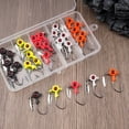 thumbnail image 3 of A 25-piece fishing jig head set, including down-spinning lures, lure heads with rotating blades, and lures with painted eyes, suitable for fishing bass and trout, both in saltwater and freshwater,, 3 of 7