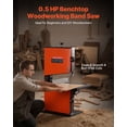 thumbnail image 2 of VEVOR Band Saw, 9-Inch, Woodworking Benchtop Bandsaw with 1/2 HP Motor, 3.5-Inch Max Cutting Height, 11.8 x 11.8 in Cast Aluminum Table, 0-45° Tilting Range, with Miter Gauge, Fence, for Woodworking, 2 of 9