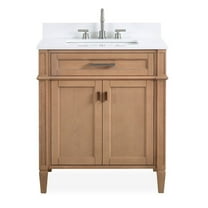 Tennant Brand 30" Light Oak Bathroom Vanity with White Quartz Top
