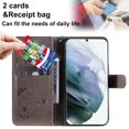 thumbnail image 4 of For Samsung S22 Ultra Case, Mantto PU Leather Cover with Cat Patterned Embossed Cute Painted Flip Wallet Card Case, Kickstand Hand Strap Magnetic Closure Case For Samsung Galaxy S22 Ultra, Gray, 4 of 9