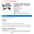 thumbnail image 2 of Rear Brake Pad Rotor Shoe Drum Kit - Compatible with 2001 - 2007 Dodge Grand Caravan 2002 2003 2004 2005 2006, 2 of 2