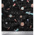 thumbnail image 1 of Soimoi Rayon Fabric Star,Satellite & Planet Galaxy Print Fabric by The Yard 56 Inch Wide, 1 of 1