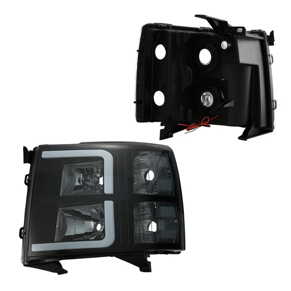 HOUGEET LED Headlight Assembly for Chevy Silverado 1500 2007-2013 & 2500/3500 HD 2007-2014 Smoked