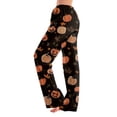 thumbnail image 4 of Halloween Pajama Pants for Women, Cute Funny Pumpkin Print Pajamas, Casual Elastic Waist Palazzo Pants Fall Pajamas, 4 of 5