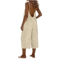 thumbnail image 2 of HongQid Women Jumpsuits Sleeveless Casual Wide Legs Backless Rompers Loose Overall with Pockets, 2 of 6