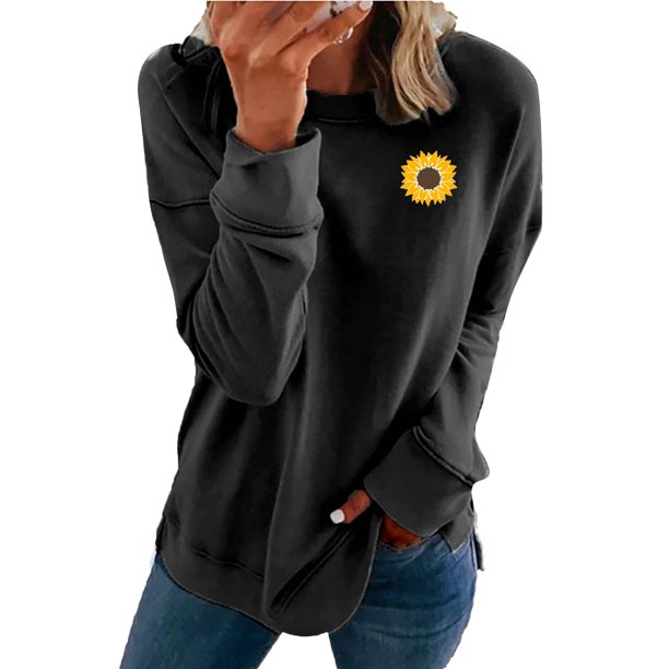 Gibobby Sudaderas para Mujer Sudadera de Cuello Redondo Sudadera de algodón para Mujer Sudadera Ligera(Negro,XG)