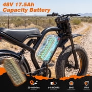 20 Fat Tire Electric Bike for Adults, 1500W Peak Dirt Ebike, 48V 17.5Ah Battery, Electric Mountain Bike for Men, UL2849