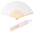 thumbnail image 1 of Hand Fan SL Crafts - Tela de seda imitada (bambú, 24 unidades), color blanco, 1 of 5