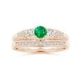 thumbnail image 4 of ANGARA Natural Aeon Vintage Style Emerald and Diamond Three Stone Engagement Ring in 14K Rose Gold for Women (Size-4mm) | May Birthstone, Anniversary, Jewelry Gift for Women | Natural Emerald Ring, 4 of 9