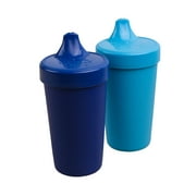 RE-PLAY 2pk No-Spill Sippy Cups | Made in USA | Made from Recycled Milk Jugs | Navy, Sky Blue