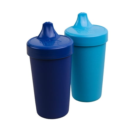 RE-PLAY 2pk No-Spill Sippy Cups | Made in USA | Made from Recycled Milk Jugs | Navy, Sky Blue