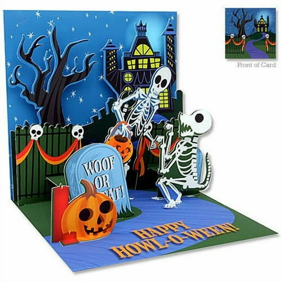 Up With Paper Skeletons Pop-Up Halloween Card